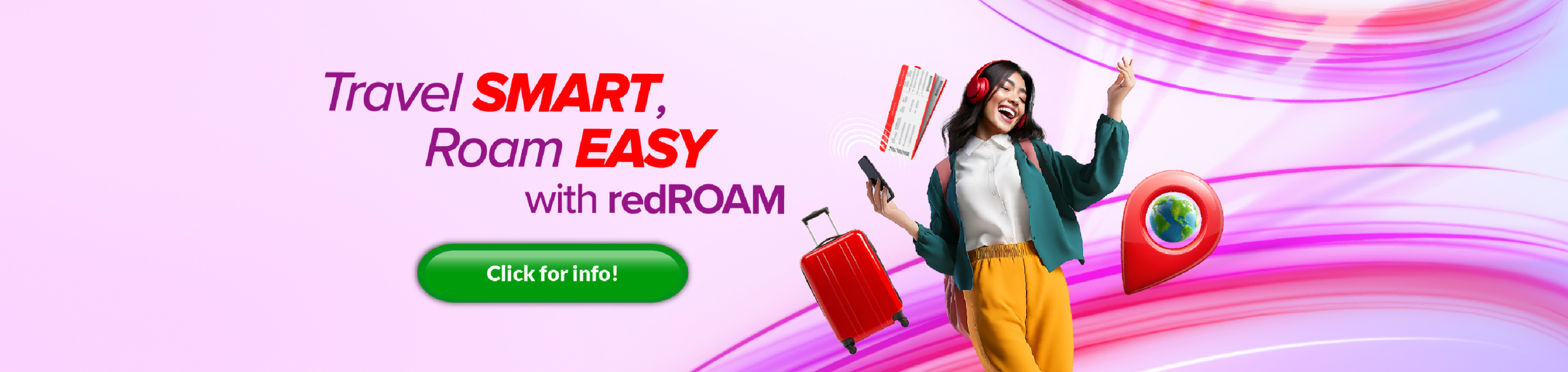 redONE Mobile redROAM banner promoting affordable postpaid plans and international roaming passes